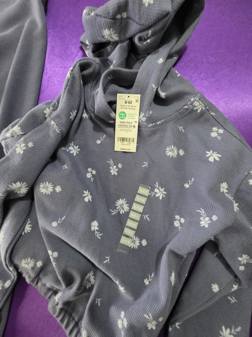 OshKosh B'gosh Slate Blue Floral Hoodie & Leggings Set